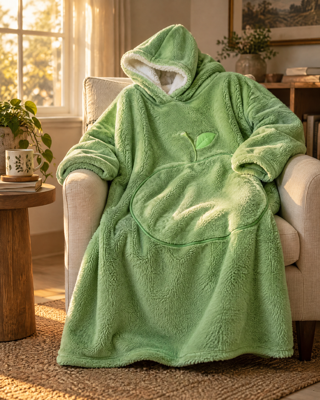 Harwelton™ Extra Long Sherpa Blanket Hoodie for Adults with Large Pocket