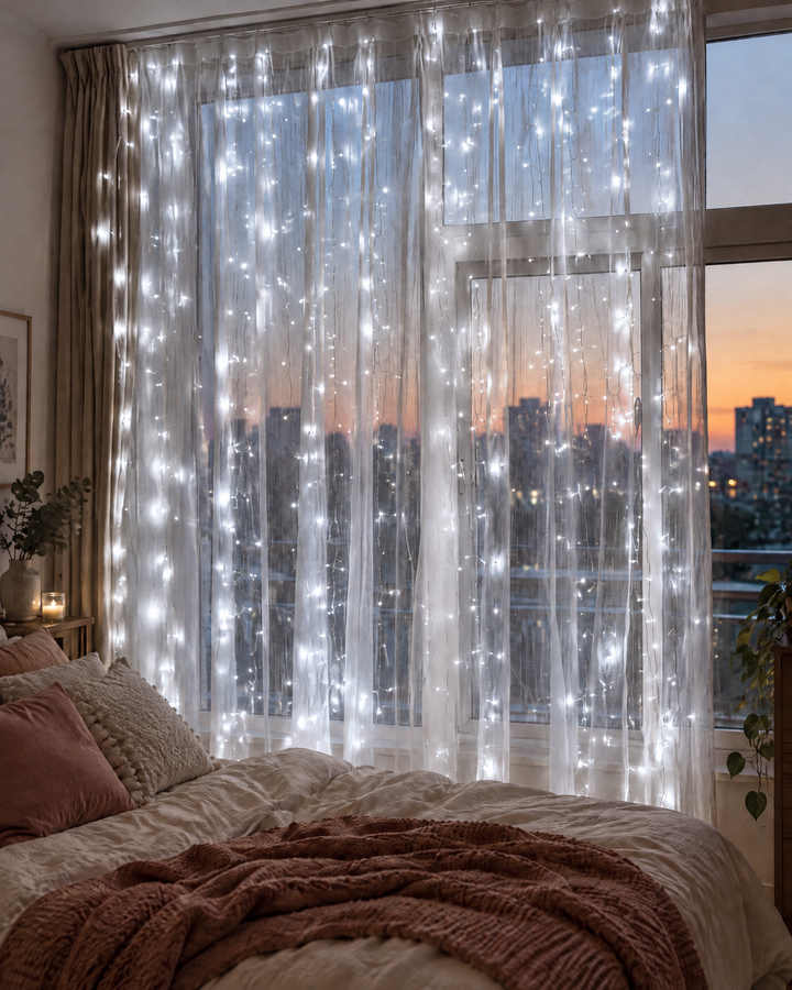 LED Curtain Fairy Lights for Windows with USB and Remote