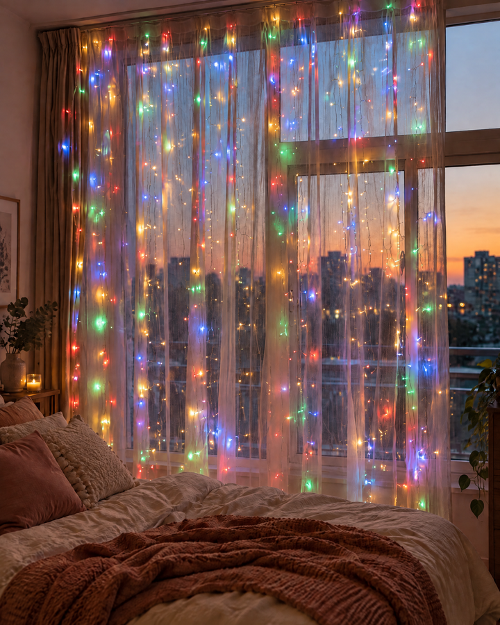 LED Curtain Fairy Lights for Windows with USB and Remote