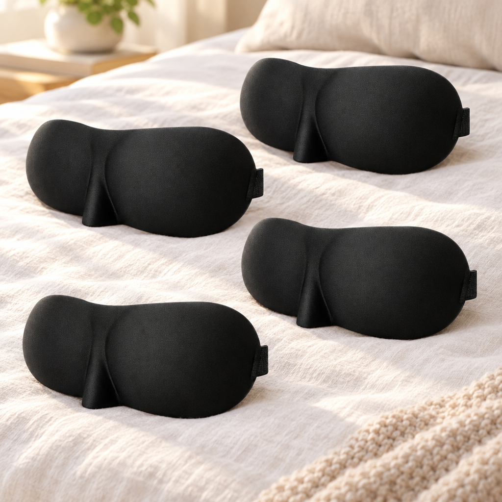 Contoured Sleep Mask – 3D Blackout Eye Mask for Sleeping, Travel &amp; Naps, Adjustable Strap, 1 to 10 Pack