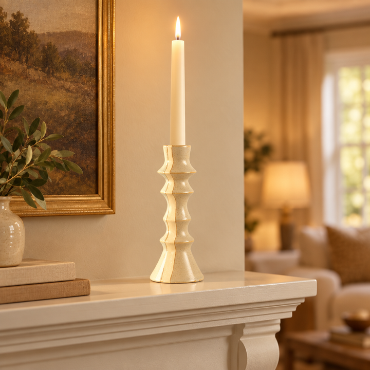 Ceramic Taper Candle Holder – Modern Nordic Candlestick Holders for Dining Table &amp; Mantel Decor