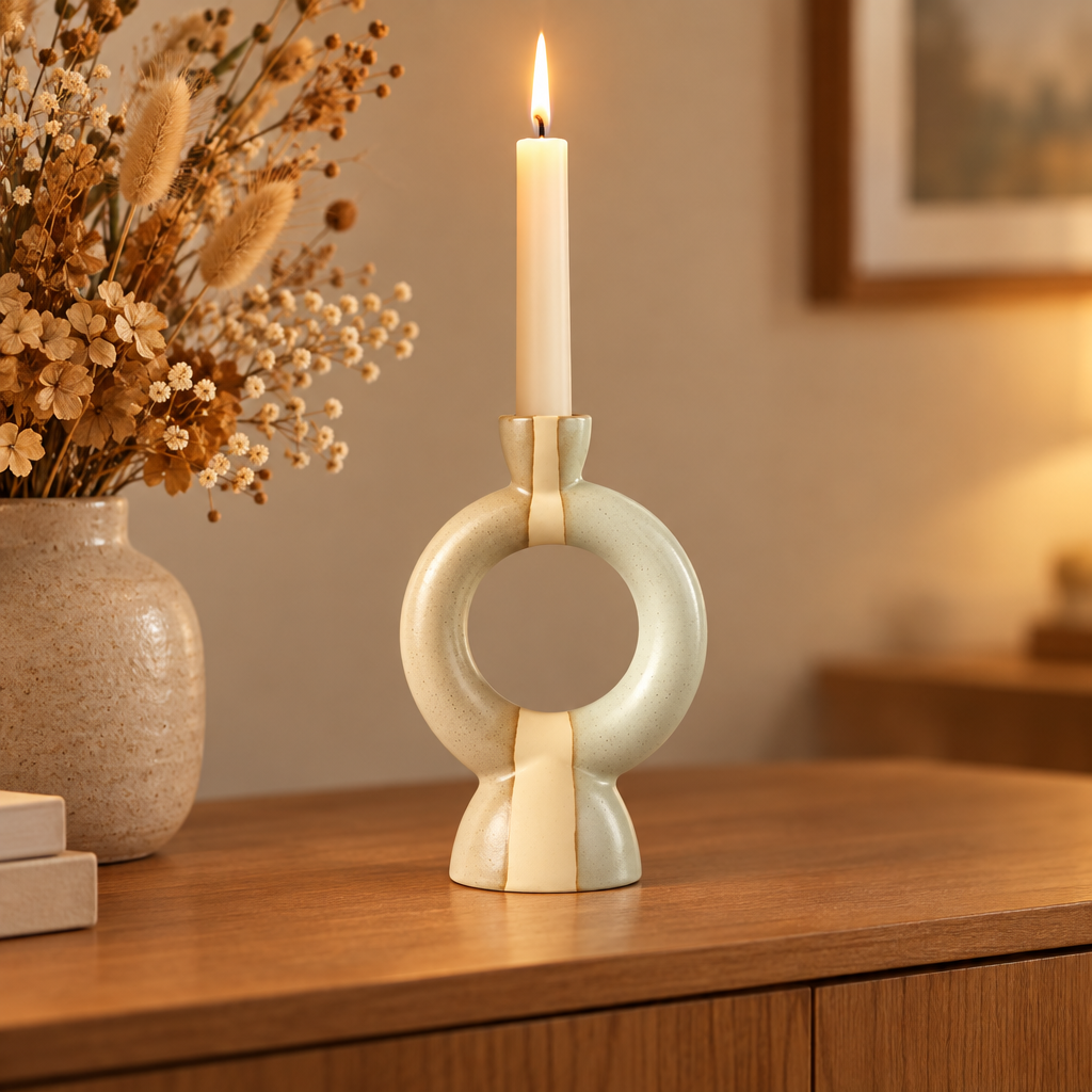 Ceramic Taper Candle Holder – Modern Nordic Candlestick Holders for Dining Table &amp; Mantel Decor