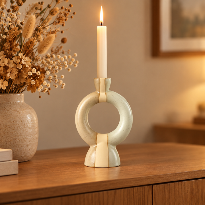 Ceramic Taper Candle Holder – Modern Nordic Candlestick Holders for Dining Table &amp; Mantel Decor