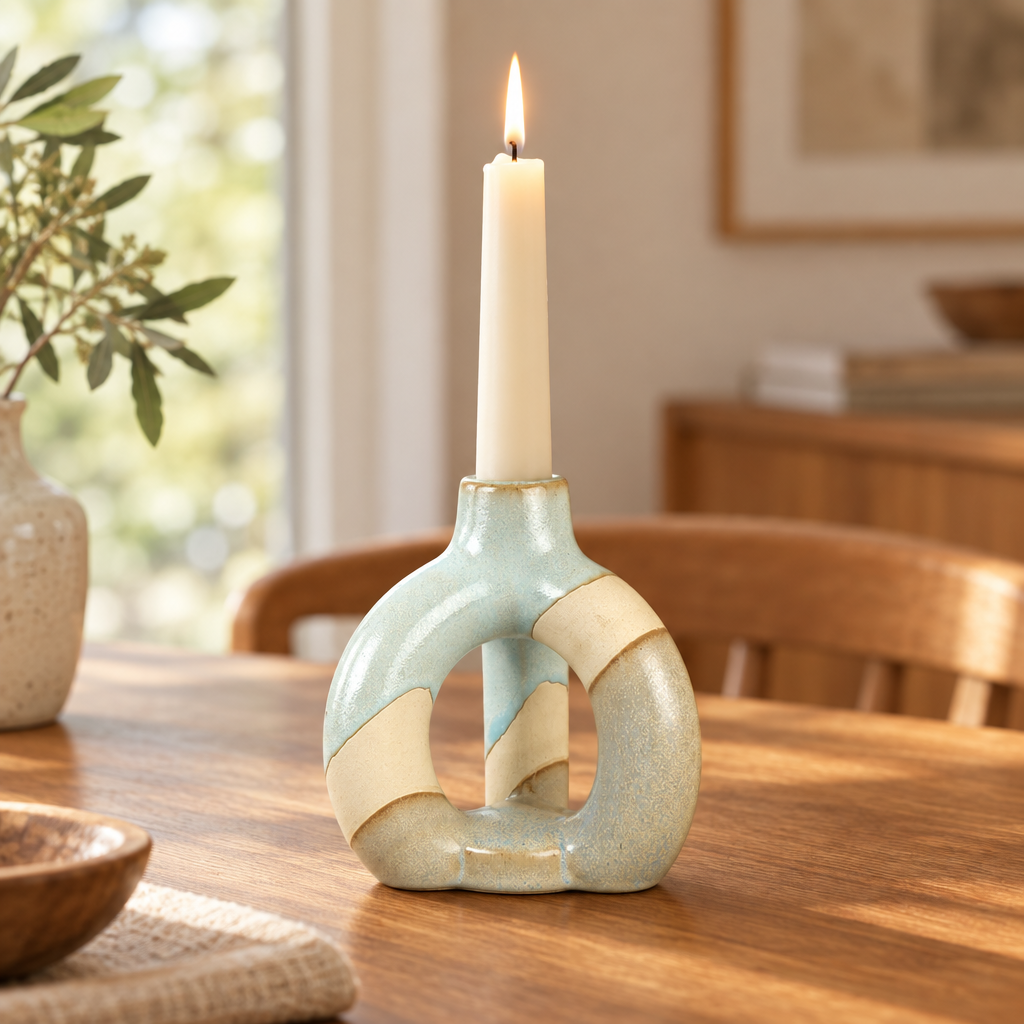 Ceramic Taper Candle Holder – Modern Nordic Candlestick Holders for Dining Table &amp; Mantel Decor
