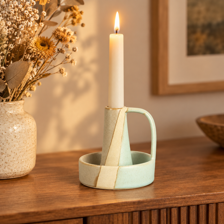 Ceramic Taper Candle Holder – Modern Nordic Candlestick Holders for Dining Table &amp; Mantel Decor