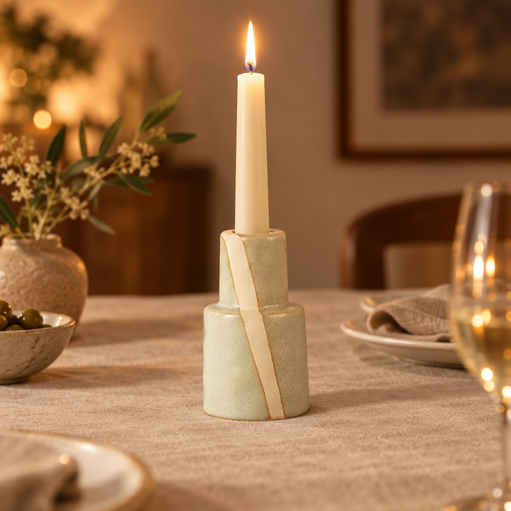 Ceramic Taper Candle Holder – Modern Nordic Candlestick Holders for Dining Table &amp; Mantel Decor