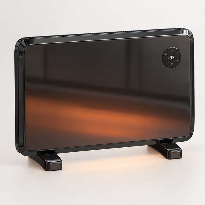 Harwelton Black Panel Heater 1200W, Silent with Weekly Timer