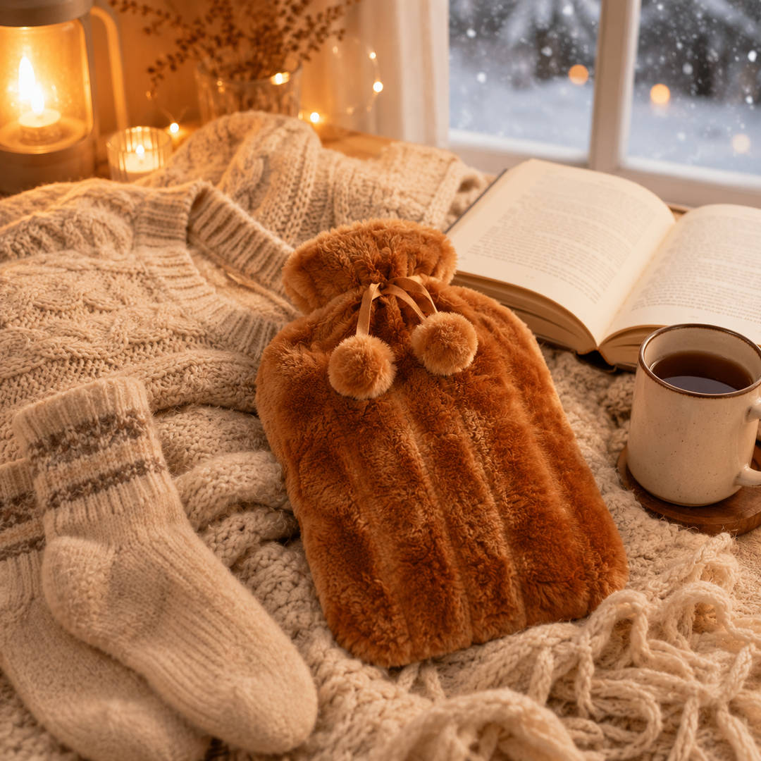 Harwelton™ Ribbed Hot Water Bottle with Removable Plush Cover