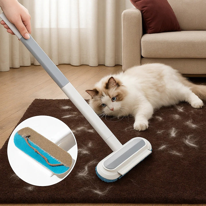 Harwelton™ Manual Pet Hair Remover Brush with Long Handle and Scraper Edge
