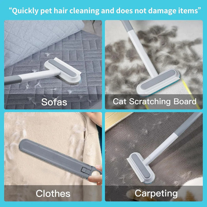 Harwelton™ Manual Pet Hair Remover Brush with Long Handle and Scraper Edge