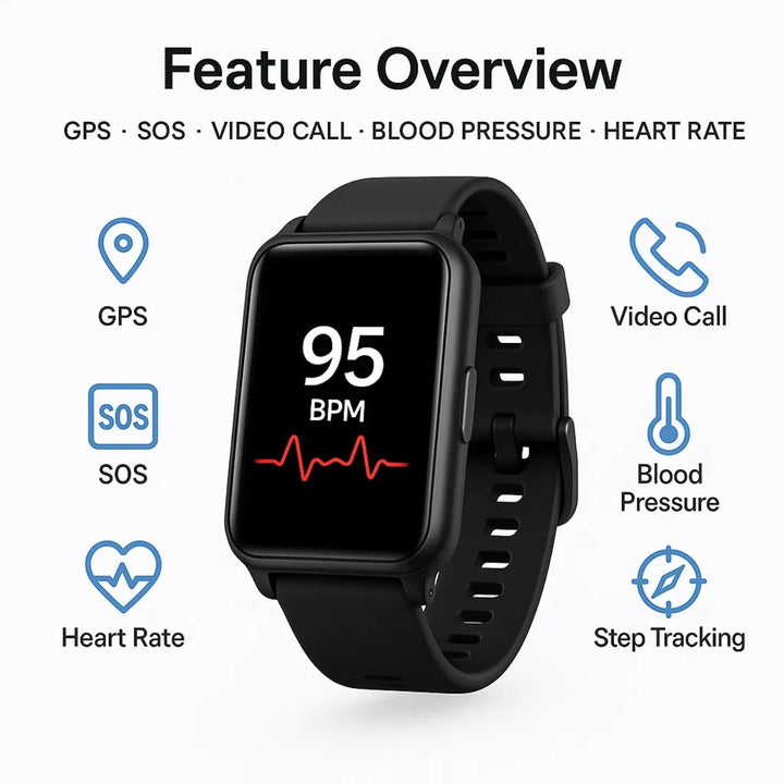 Fall Detection Smartwatch for Seniors with GPS and SOS Calls