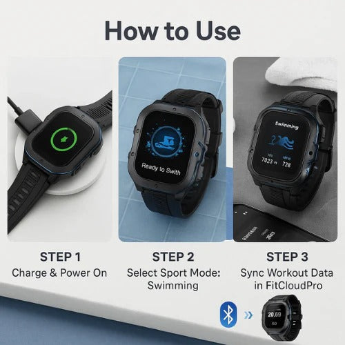 Waterproof Swimming Smartwatch with Fitness Tracker