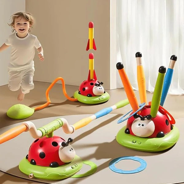 3-in-1 Active Play Set with Jump Pad, Ring Toss &amp; Rocket