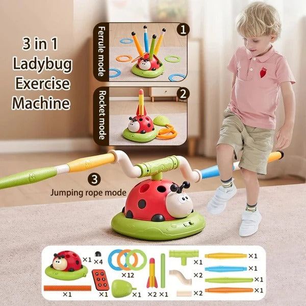 3-in-1 Active Play Set with Jump Pad, Ring Toss &amp; Rocket