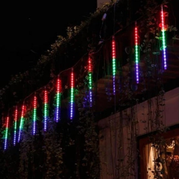 LED Icicle Lights with Falling Snow Effect, 8 Tubes