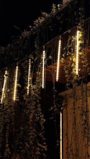 LED Icicle Lights with Falling Snow Effect, 8 Tubes