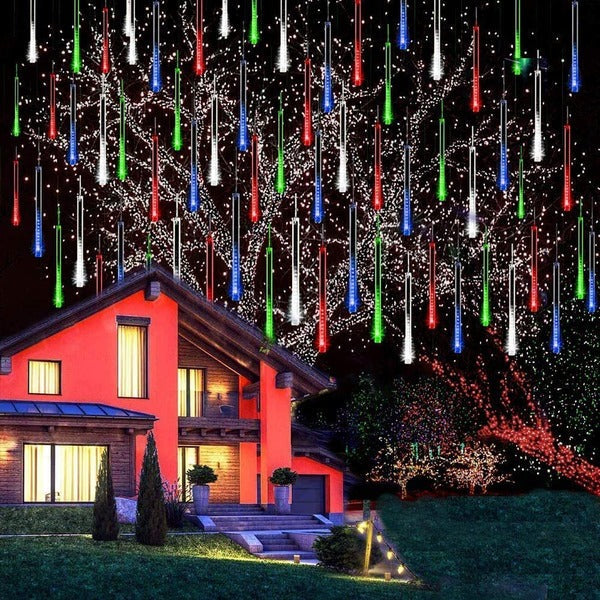 LED Icicle Lights with Falling Snow Effect, 8 Tubes