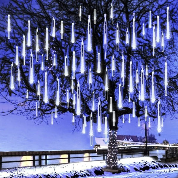 LED Icicle Lights with Falling Snow Effect, 8 Tubes