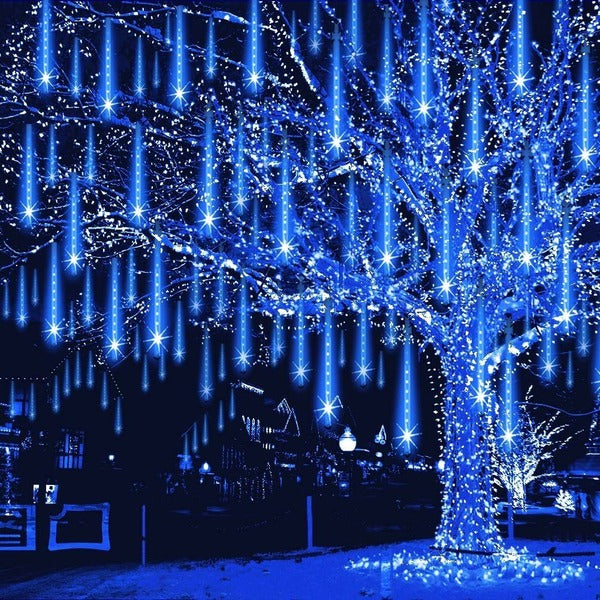 LED Icicle Lights with Falling Snow Effect, 8 Tubes