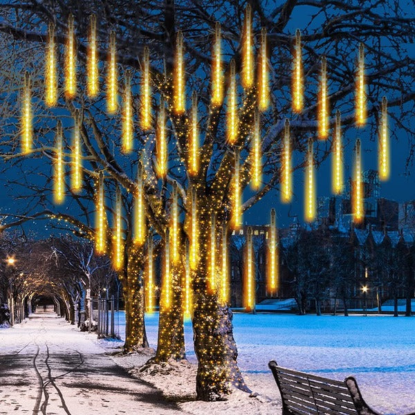 LED Icicle Lights with Falling Snow Effect, 8 Tubes