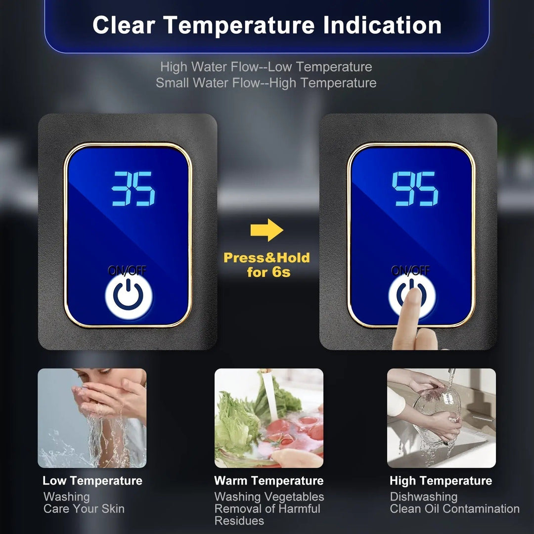 Electric Tankless Water Heater with LED Display and Sensors