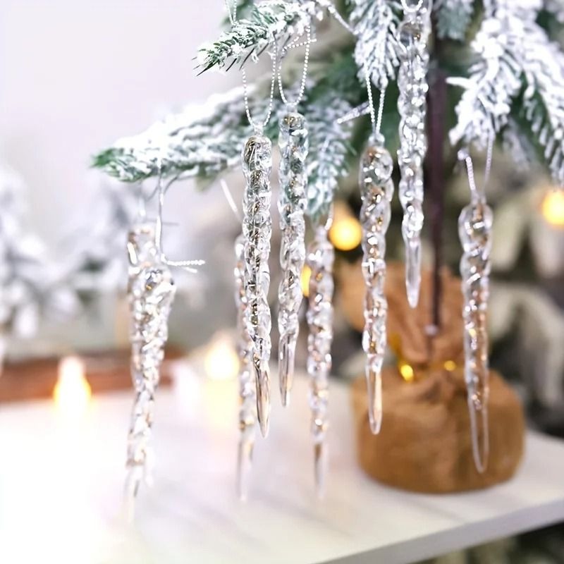 Clear Shatter-Resistant Icicle Christmas Decoration Set
