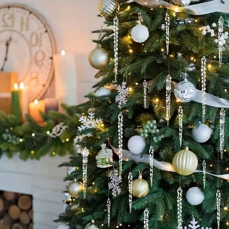 Clear Shatter-Resistant Icicle Christmas Decoration Set