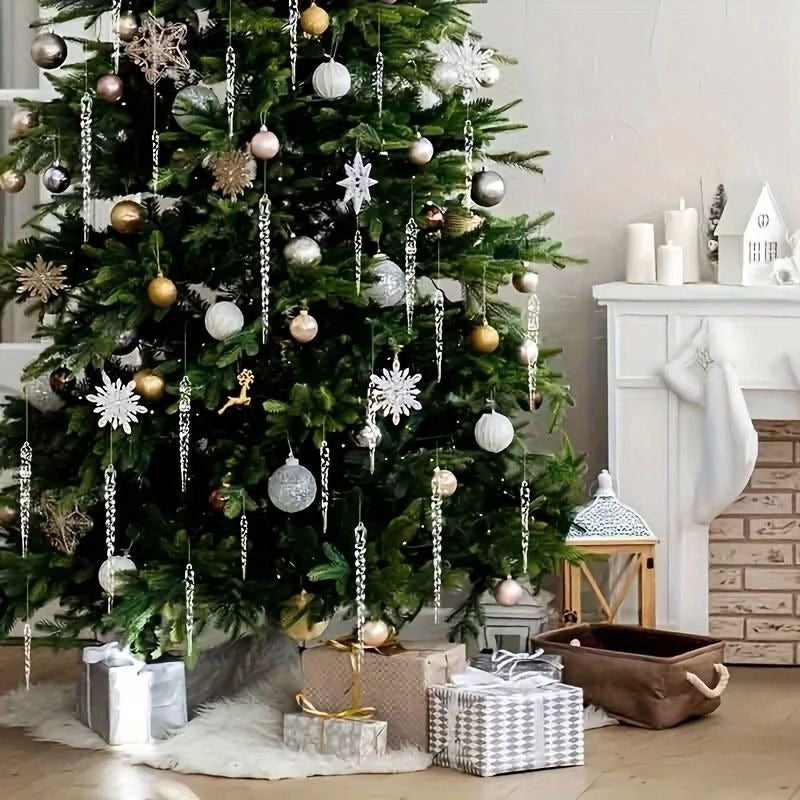 Clear Shatter-Resistant Icicle Christmas Decoration Set
