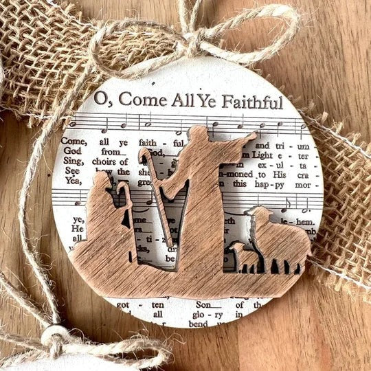 Nativity Music Sheet Christmas Ornaments Inspired by Classic Carols