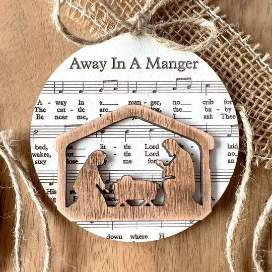Nativity Music Sheet Christmas Ornaments Inspired by Classic Carols