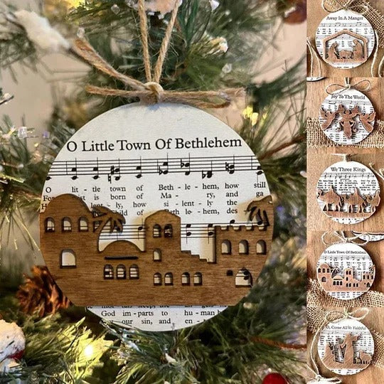 Nativity Music Sheet Christmas Ornaments Inspired by Classic Carols