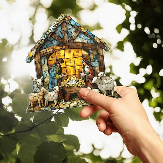 Nativity Scene Suncatcher That Glows in Window Light