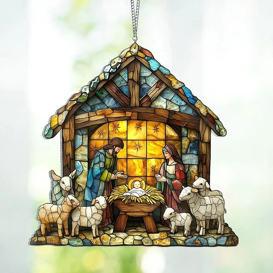 Nativity Scene Suncatcher That Glows in Window Light