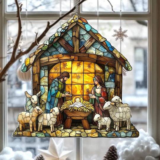 Nativity Scene Suncatcher That Glows in Window Light