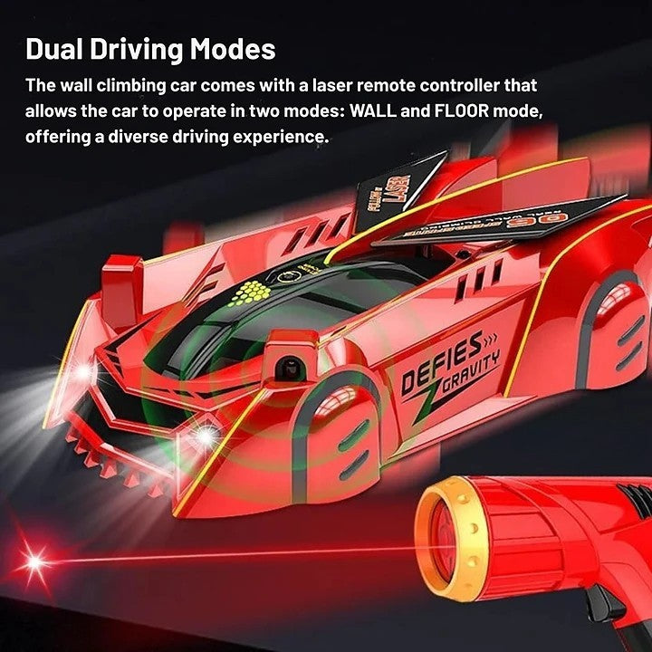Laser-Guided Wall Climbing Car with LED Lights for Kids
