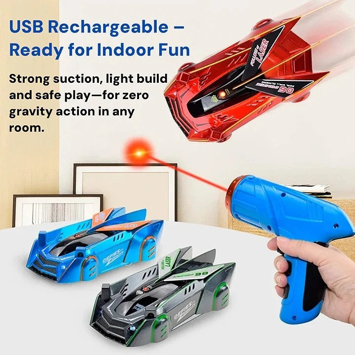Laser-Guided Wall Climbing Car with LED Lights for Kids