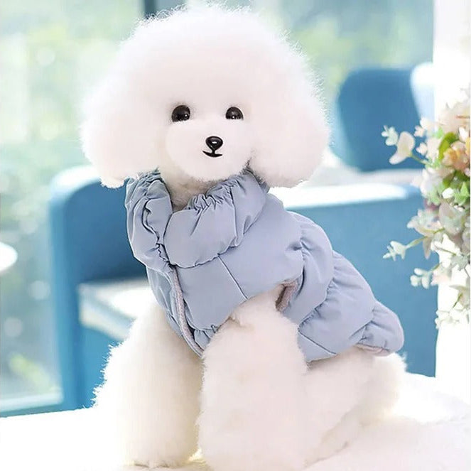 Fleece-Lined Winter Dog Jacket with Leash Ring and High Collar