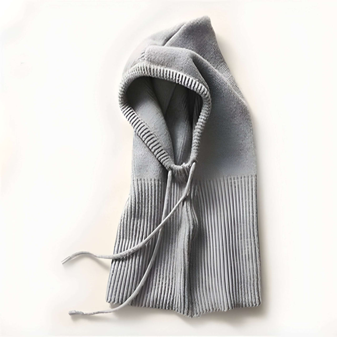 Cashmere-Feel Knitted Hood Hat with Adjustable Drawstring