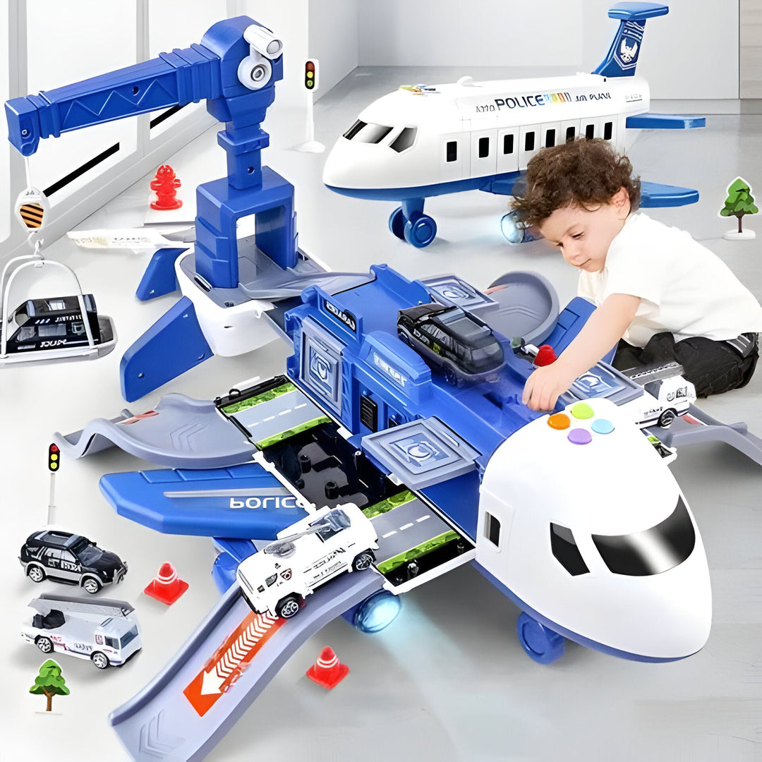 Harwelton™ XL Airplane Toy Set with Cars, Crane and Road Signs, 20 Pieces