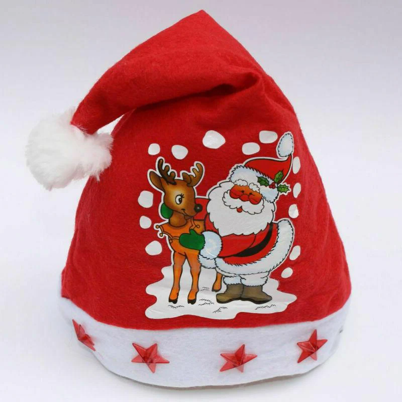 Light-Up Plush Santa Hat with Colour-Changing LED Characters