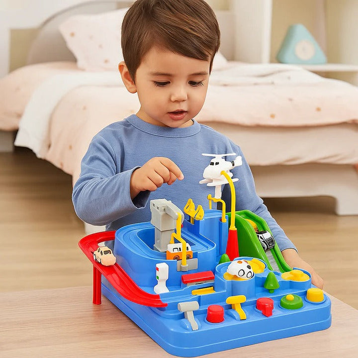 Harwelton™ Mechanical Car Track Game with Levers, Buttons and Ramps