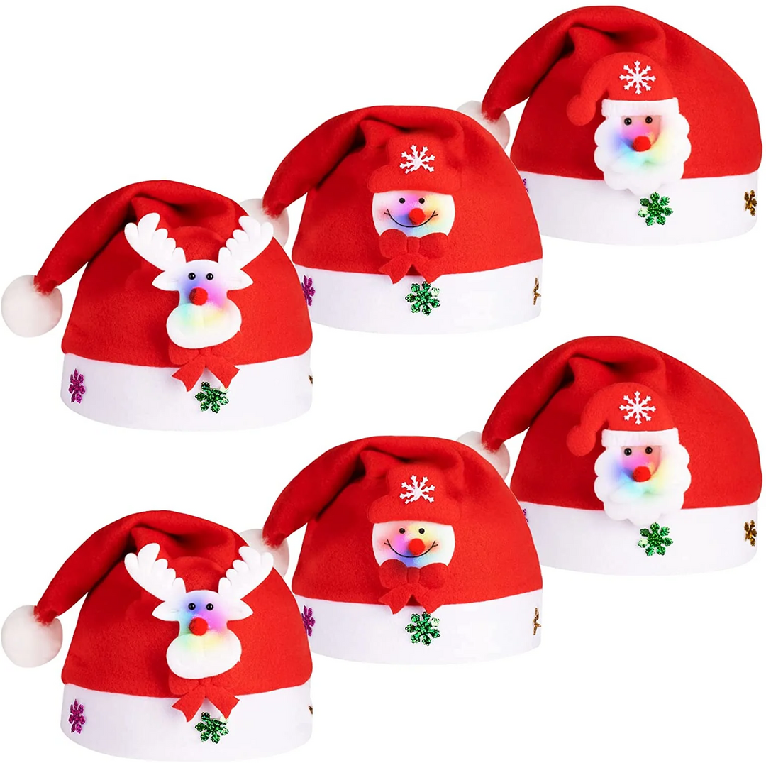 Light-Up Plush Santa Hat with Colour-Changing LED Characters