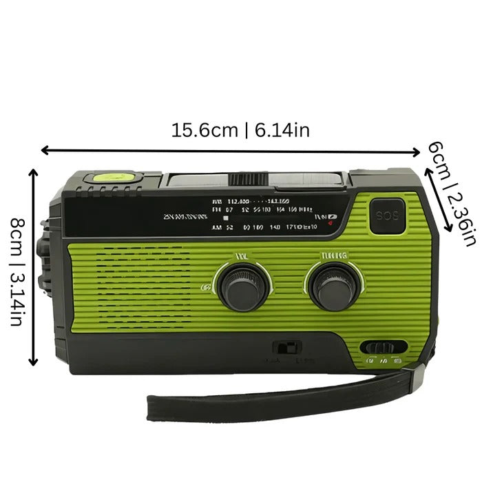 Emergency Radio with Hand Crank, Solar Panel and Torch