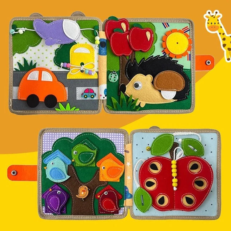 Sensory Busy Book for Toddlers with Buttons, Zips and Tabs