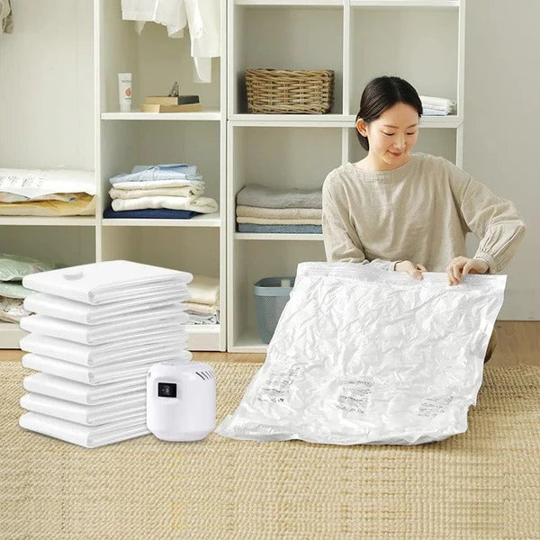 Vacuum Storage Bags with Double Zip Seal – Up to 75% More Space
