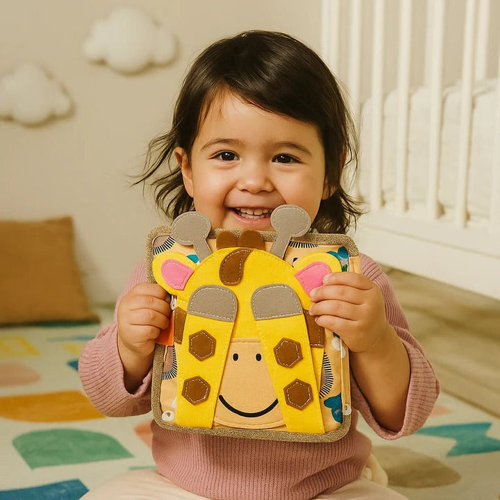 Sensory Busy Book for Toddlers with Buttons, Zips and Tabs
