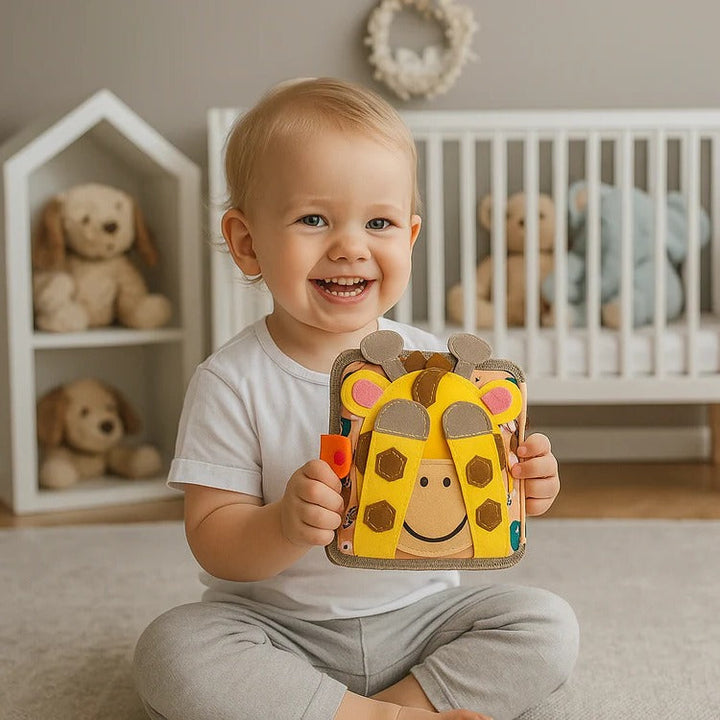 Sensory Busy Book for Toddlers with Buttons, Zips and Tabs