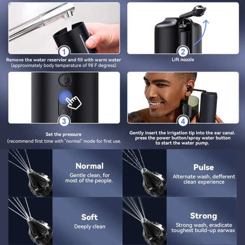 Harwelton™ Rechargeable Ear Cleaning Irrigation Tool with 3 Pressure Settings