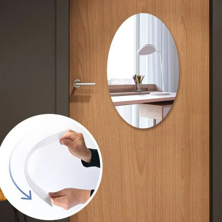 Harwelton™ Self-Adhesive Oval Mirror in Shatterproof Acrylic, No Drilling