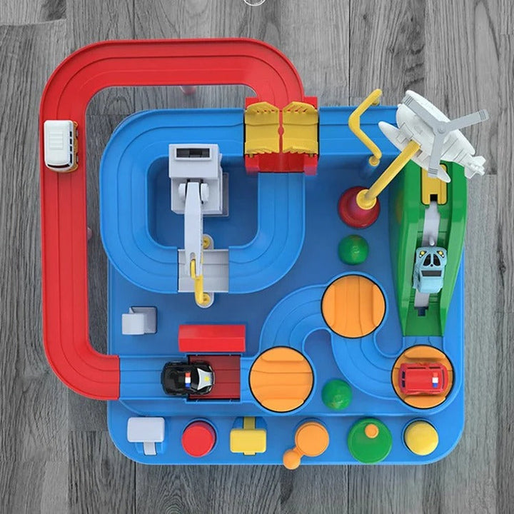 Harwelton™ Mechanical Car Track Game with Levers, Buttons and Ramps